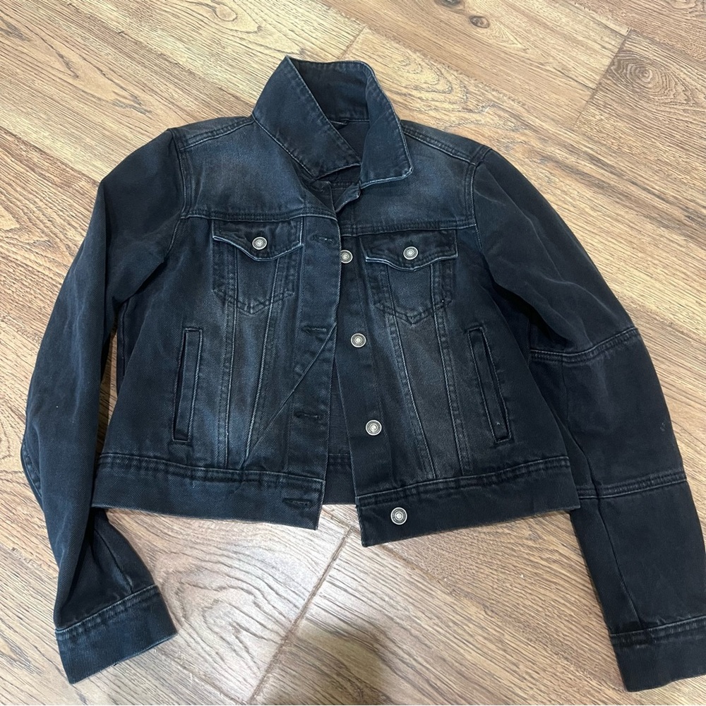 Free People Rumors Denim Jean Jacket Faded Black